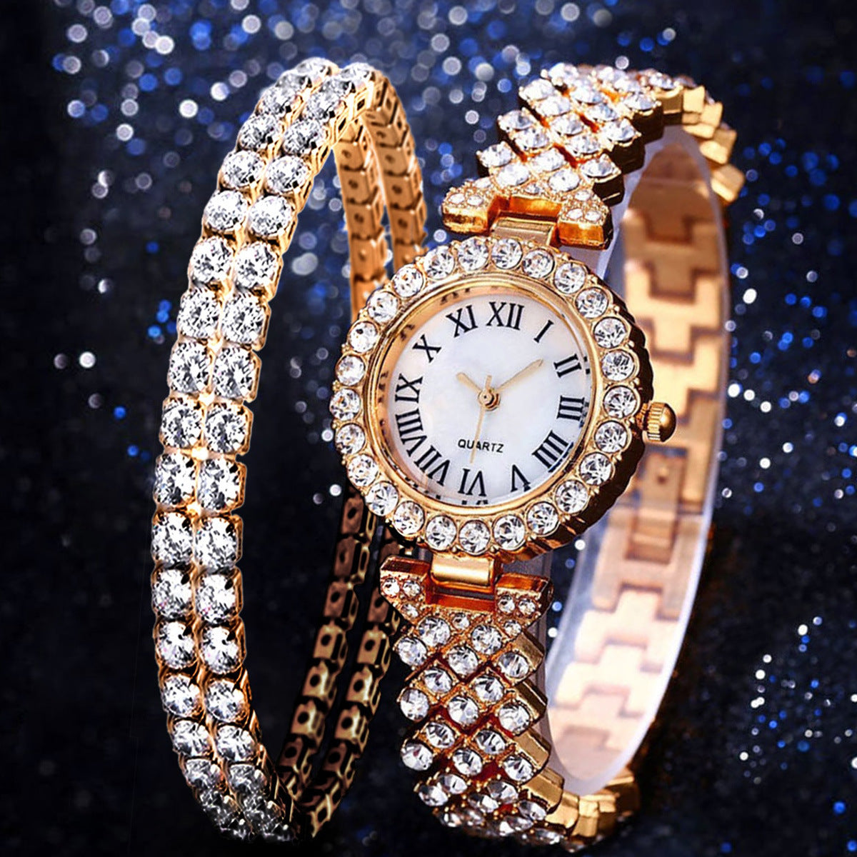 Celestia Diamond Luxe Watch & Bracelet Set