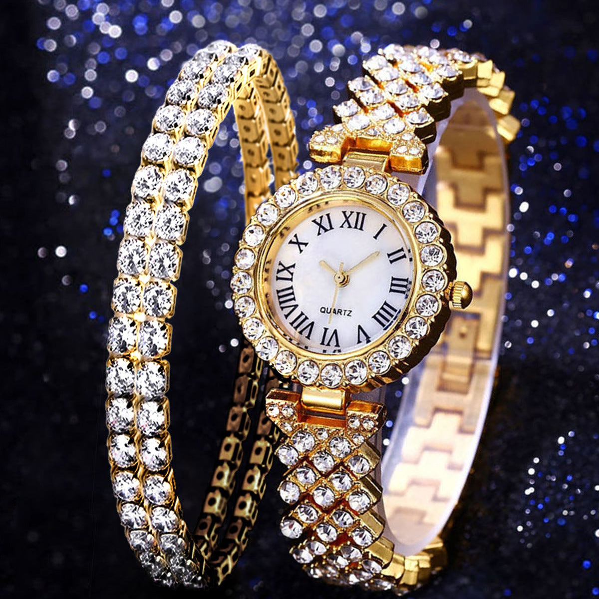 Celestia Diamond Luxe Watch & Bracelet Set