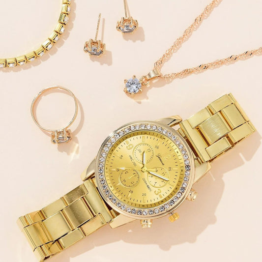 Aurora Elegance Women’s Luxury Watch & Jewelry Gift Set