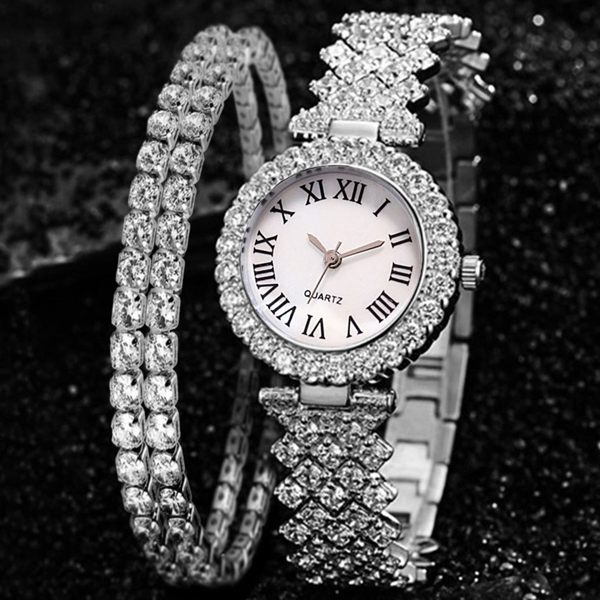 Celestia Diamond Luxe Watch & Bracelet Set